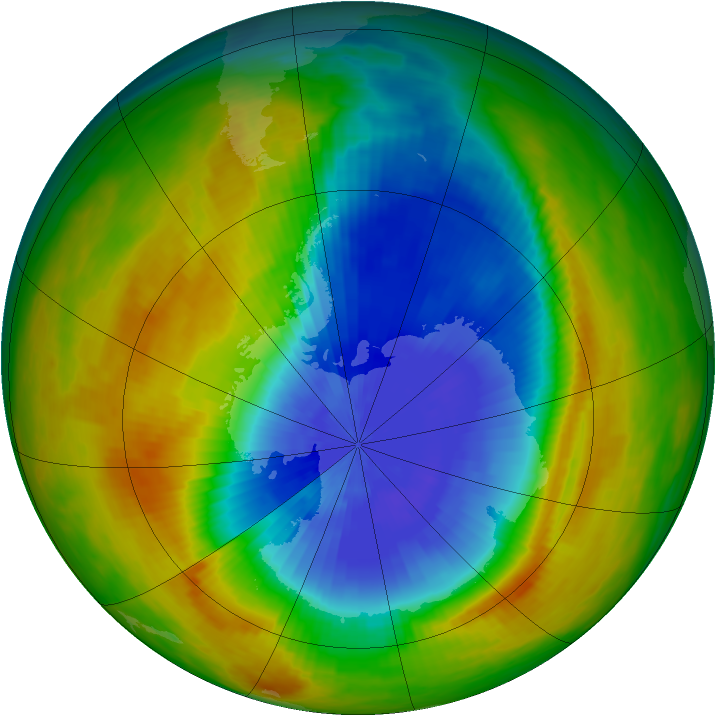 Antarctic ozone map for 16 October 1984